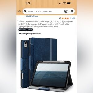 Brand New Antbox 11th Generation Blue Vegan Leather Case for iPad Air 11-inch